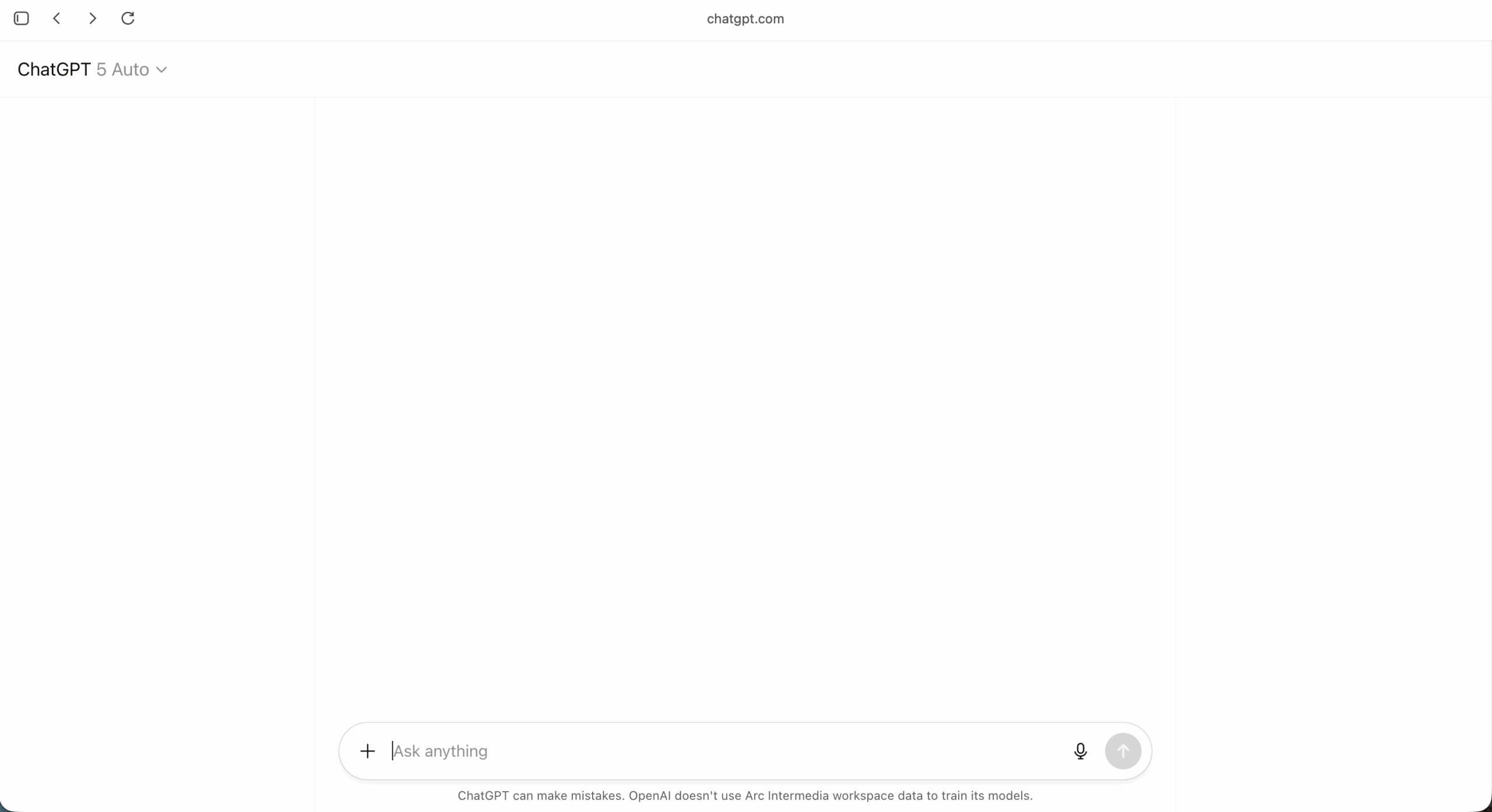 Homescreen of ChatGPT Atlas