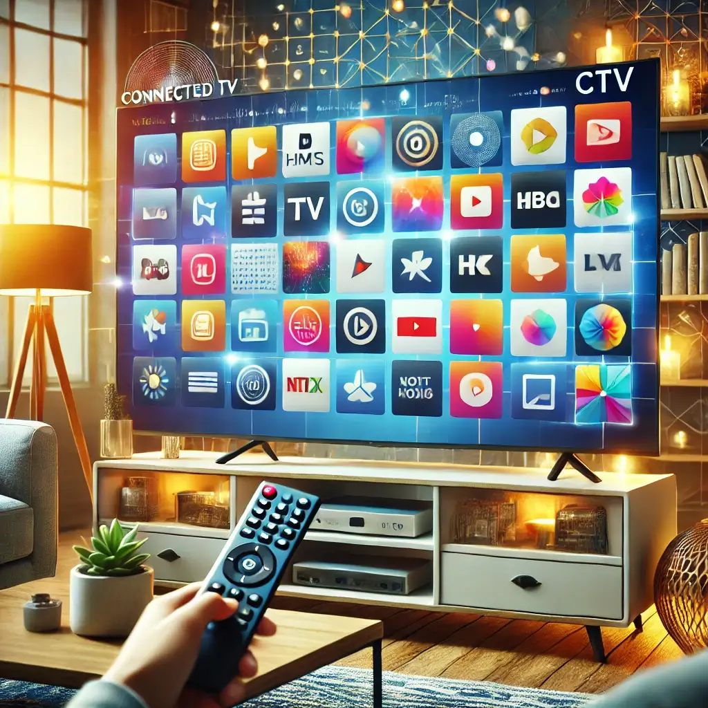 AI generated image of someone controlling the streaming options on their TV