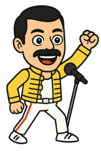 Cartoon of Freddie Mercury