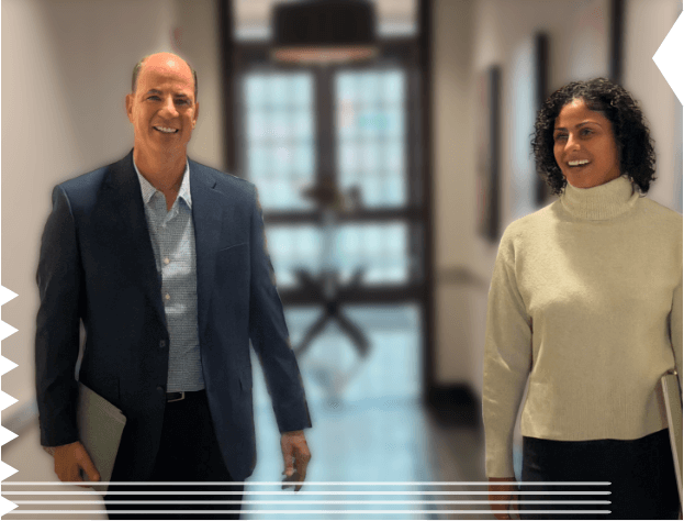 Dave and Olivia walking and talking.