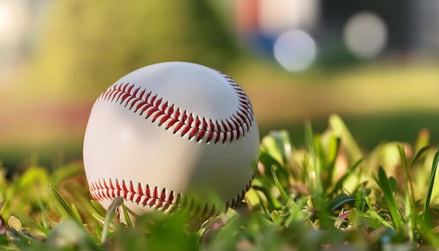 Baseball in grass