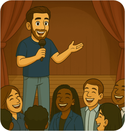 Pat telling jokes
