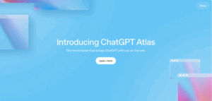 OpenAI's homepage graphic introduction ChatGPT Atlas