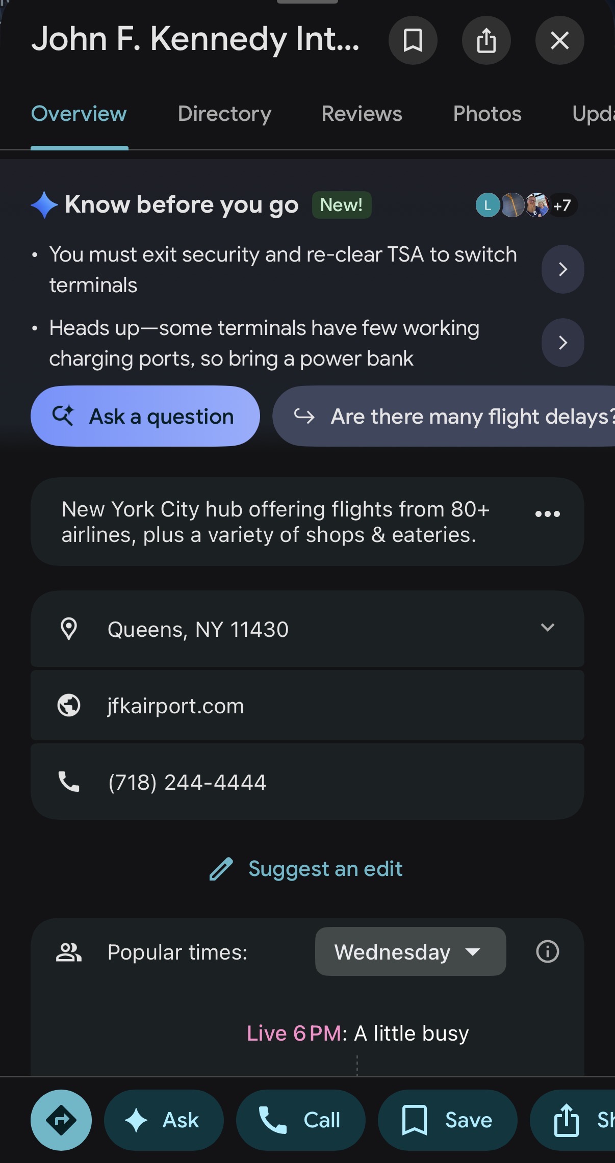 Google's Ask About Maps option for Bube's Brewery