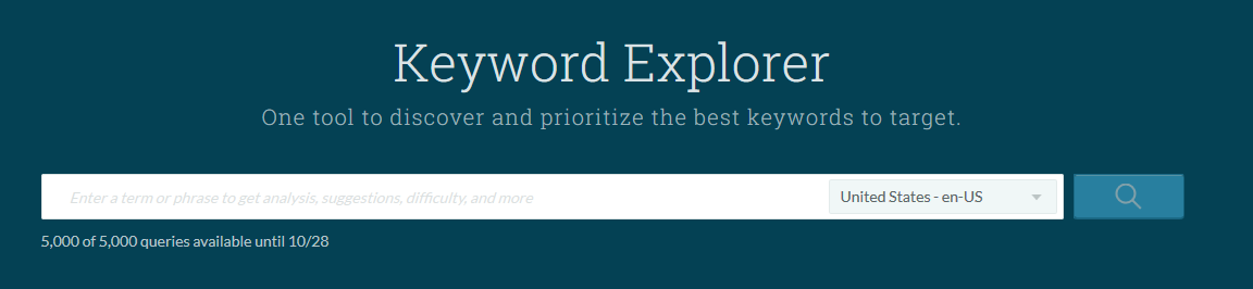 Moz Keyword Explorer Suggestion Field