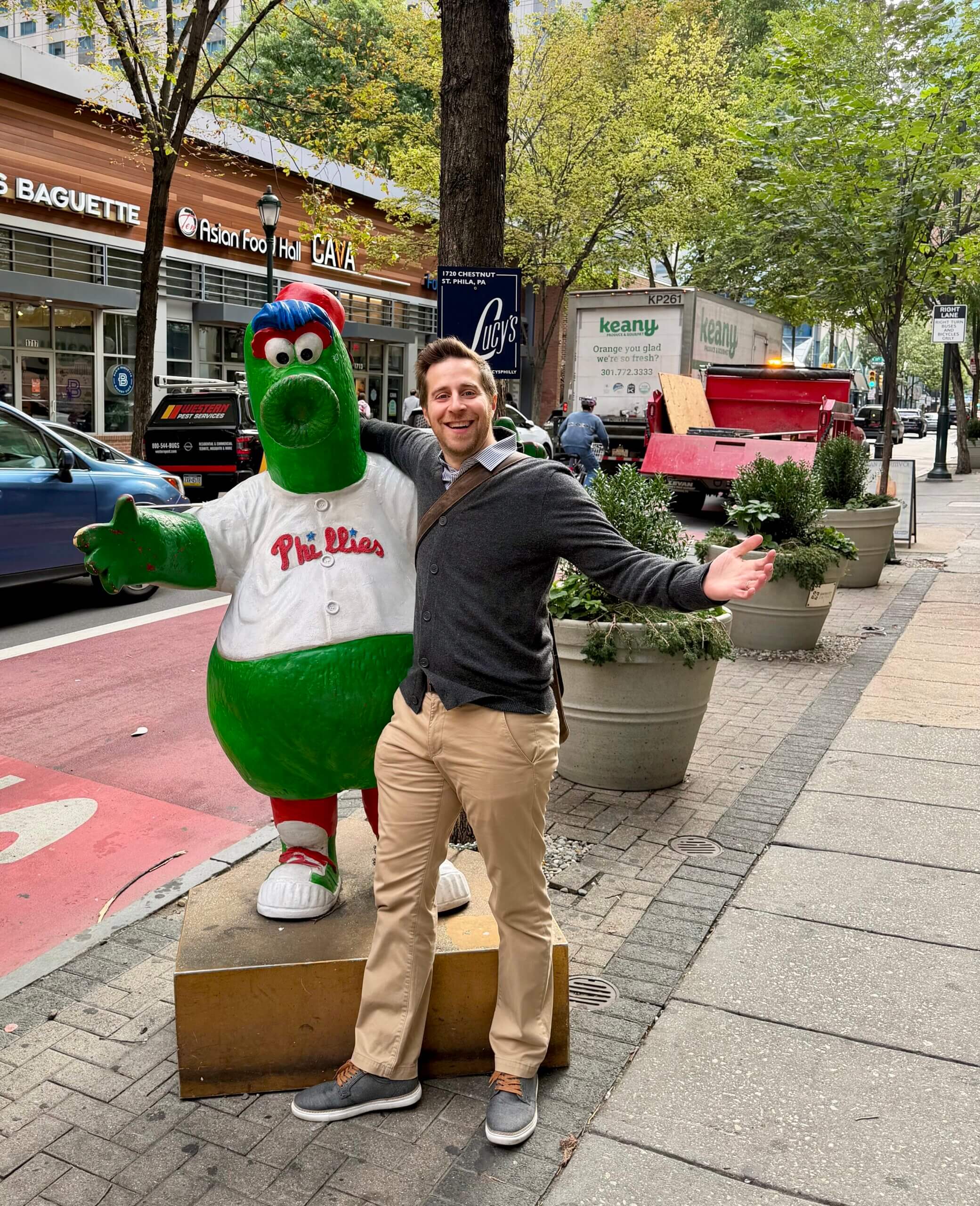 Matt Ulmer with the Philly Phanatic