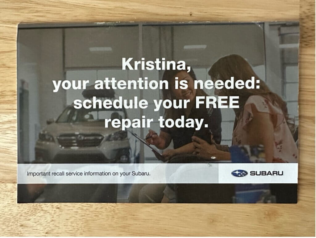 Mailer to get a car serviced. 