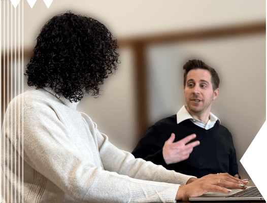 Matt talking with Olvia