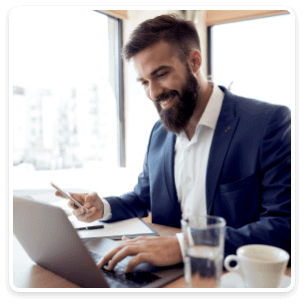 Business Man working on laptop