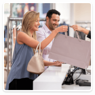Man and woman making purchase