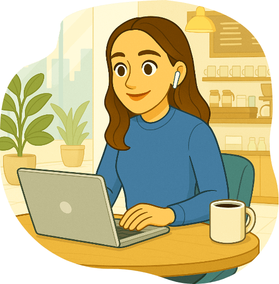 LJ working in a coffee shop