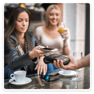 Woman making mobile purchase