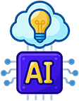 A lightbulb over and AI box