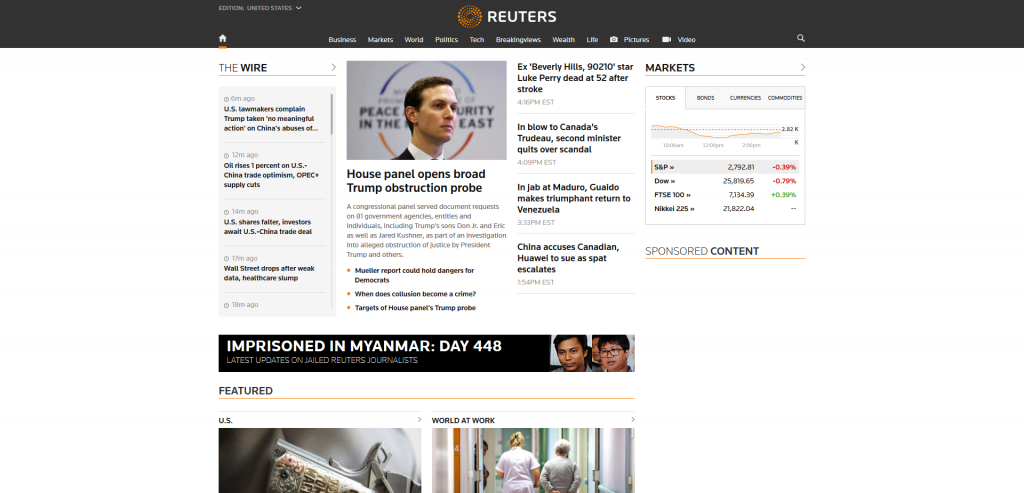 Reuters.com Homepage as of March 4, 2019