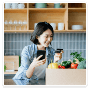 Woman making online purchase